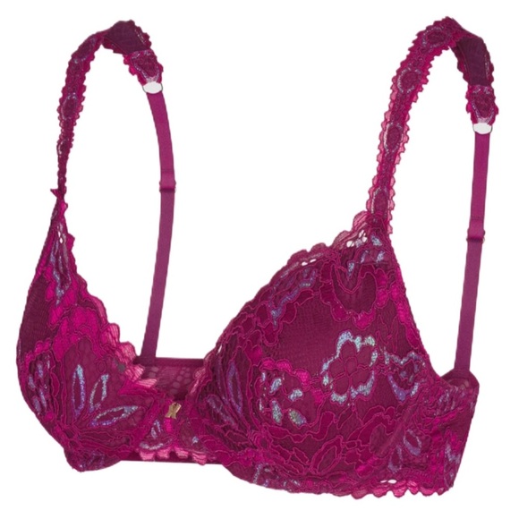 NWT Savage Fenty Romantic Corded Lace Metallic Padded Demi Bra 34A - Picture 4 of 9